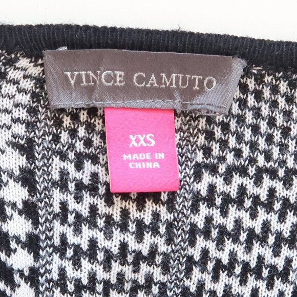 Vince Camuto Black White Houndstooth Plaid Open Front Long Knit Cardigan Sweater - Picture 9 of 11